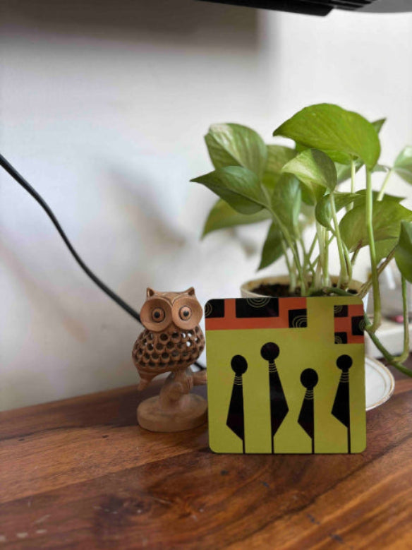 Lineup Art Acrylic MDF Coaster Set of 4 with holder