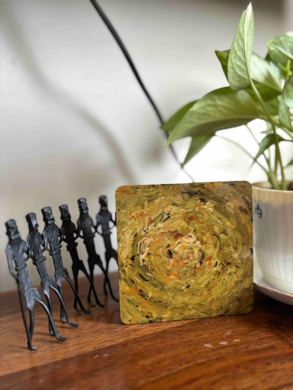 Mustard Acrylic Art MDF Coaster Set